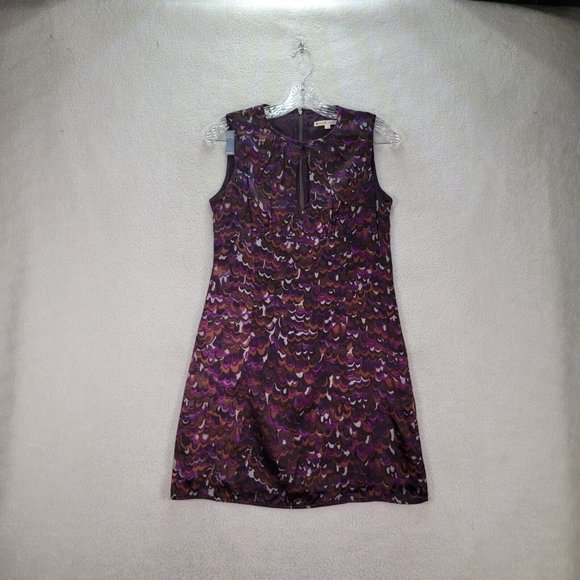 Nanette Lepore Purple Silk Multicolor Polka Dot Key Hole Abstract Style Shift - Picture 2 of 12